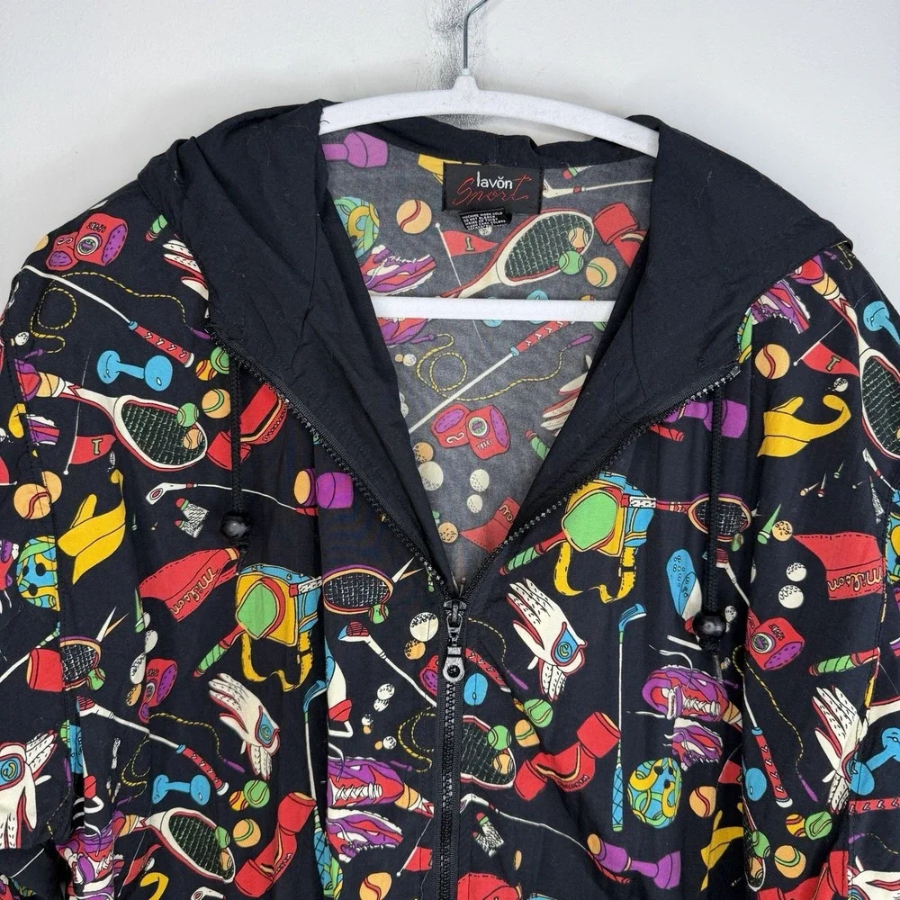 90s Vintage Lavon‎ Sport MED Windbreaker Jacket Tennis Golf Bowling Workout Gym